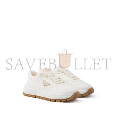 PRADA TRIANGLE-LOGO LEATHER SNEAKERS 1E804M